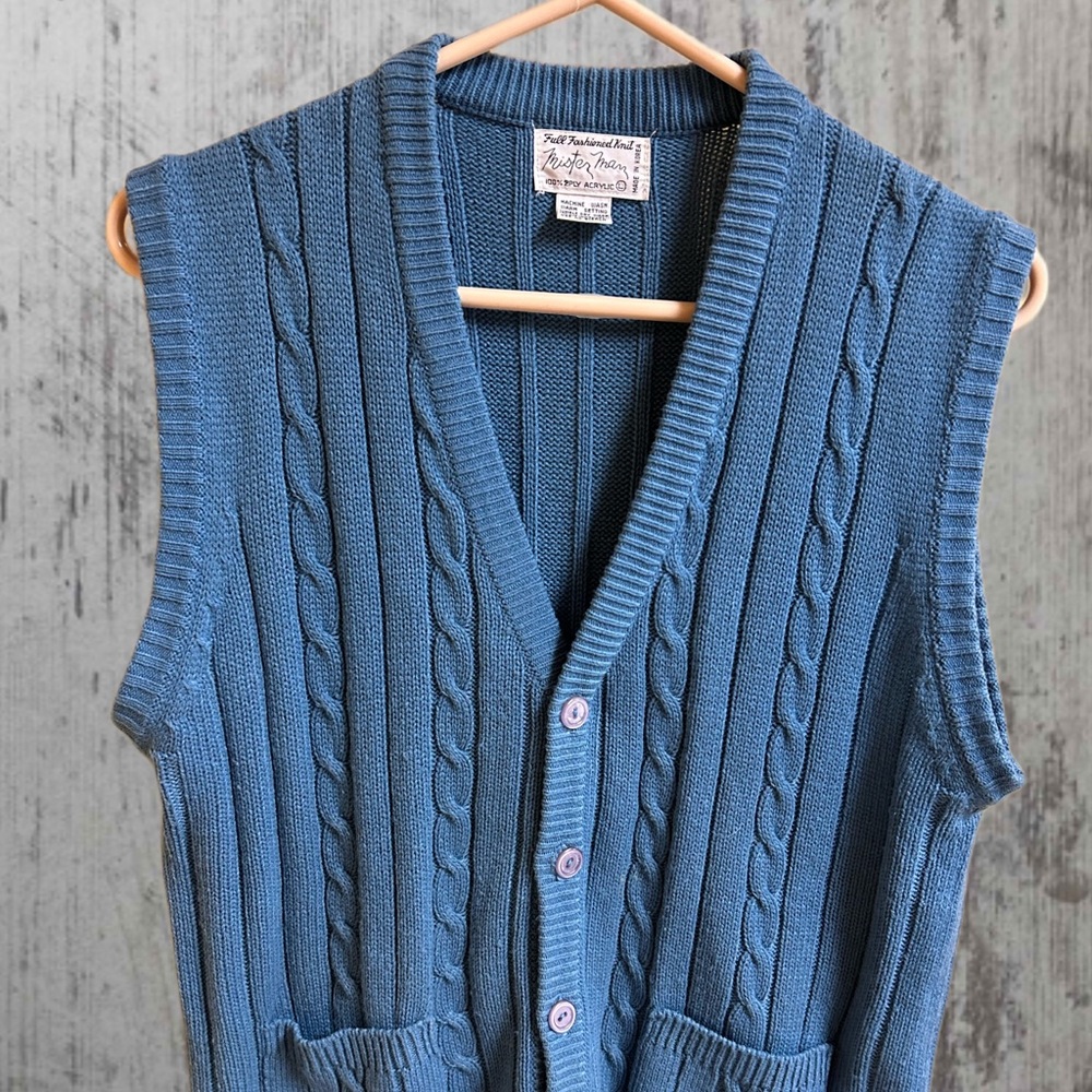Vintage Full Fashioned Knit Mister Man Sleeveless Cardigan